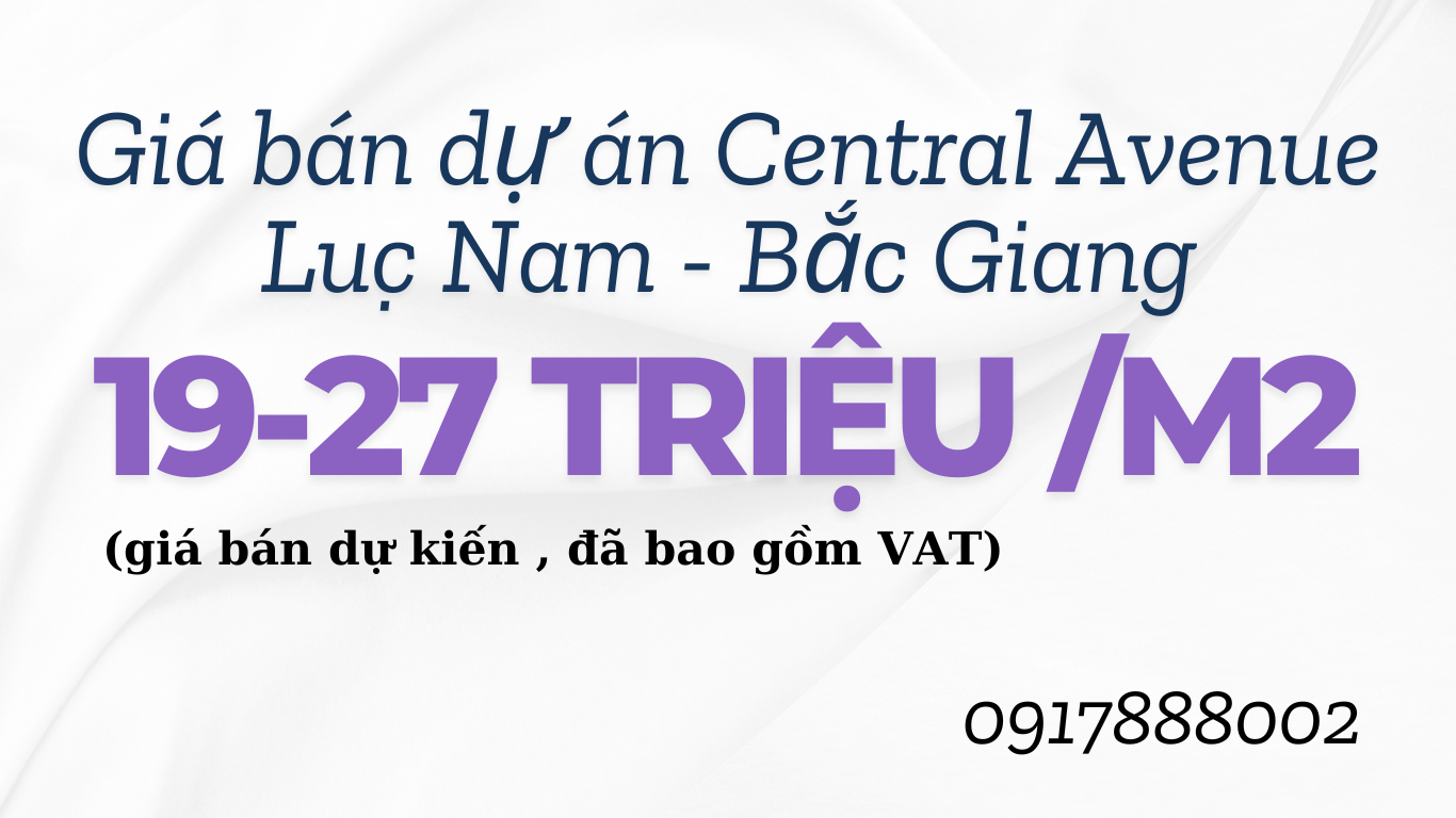 giá bán dự án Central Avenue lục nam